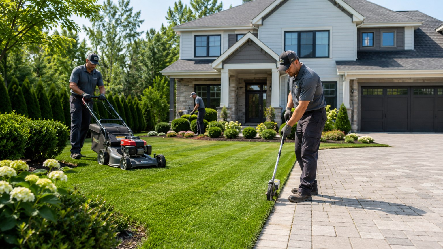 Freshly maintained lawn in an Atlanta suburb